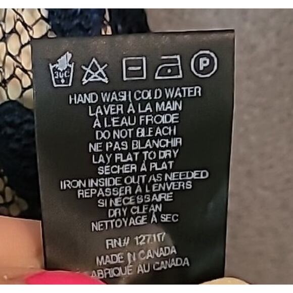 Belle Badgley Mischka Blue Lace Bodycon Dress Romantic Cottagecore Elegant Sz 6 - Picture 11 of 11